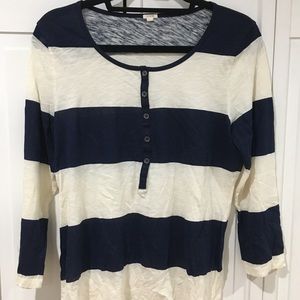 J. Crew Striped 3/4 Sleeve Shirt